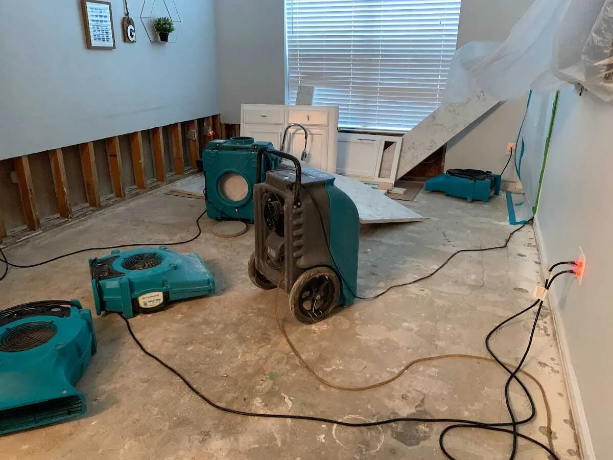 Dehumidifier in flood-cut room for Water Damage Restoration in Tellico Village